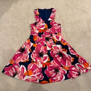 Trina Turk Women Dress 2 Floral Print Fit & Flare Dress zip Spring Summer